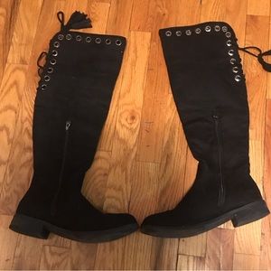 Black Suede High Boot